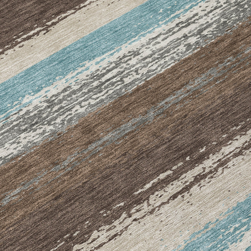 Machine Washable Indoor/Outdoor Chantille ACN2707 Stripes Rug, 1'8" x 2'6", Brown
