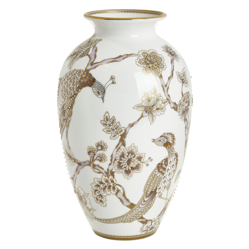 Pavo Bone China Table Vase, Gold