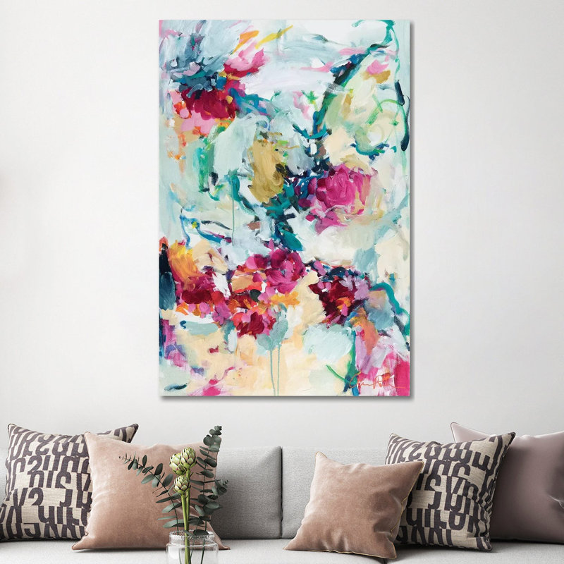 Jade Blossoms by Amira Rahim - Wrapped Canvas Painting, 152.5 cm H x 101.5 cm W