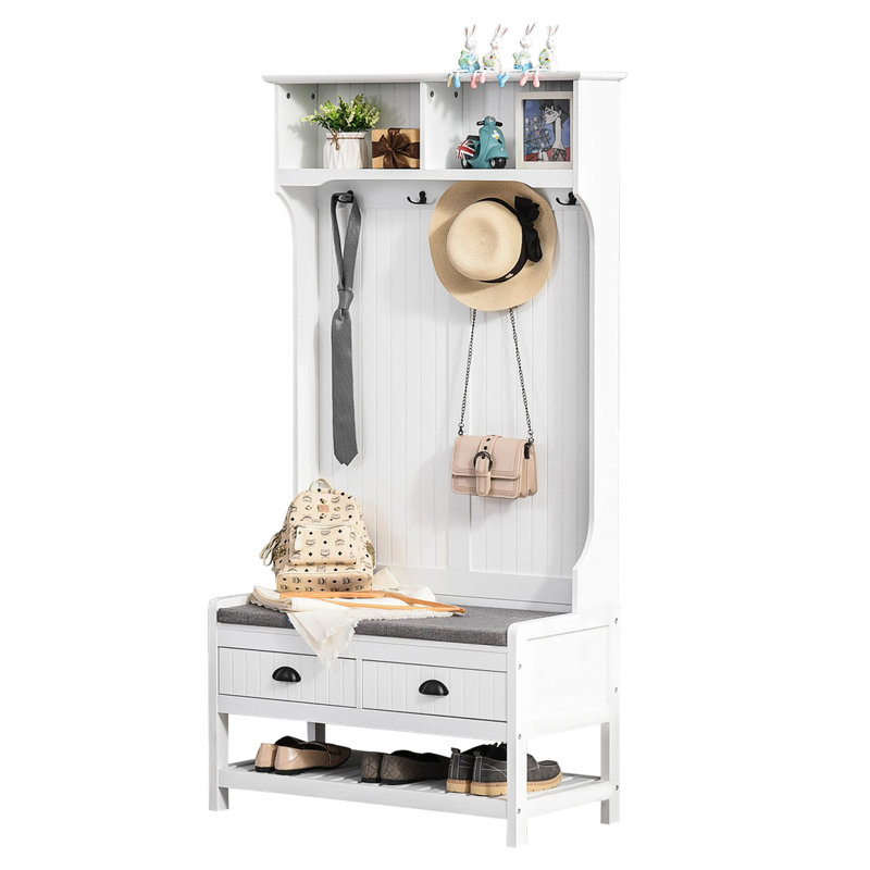 HOMCOM 3-In-1 Hall Tree, White