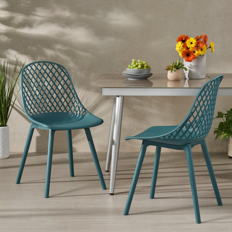 Kenyon Premium All-Weather Wicker Outdoor Dining Side Chair, Green