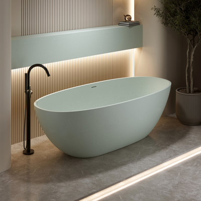 Baignoire de trempage autoportante 63 pouces turquoise, dure et résistante, baignoire non perméable à surface solide de 63 po, conception ergonomique pour un bain relaxant
