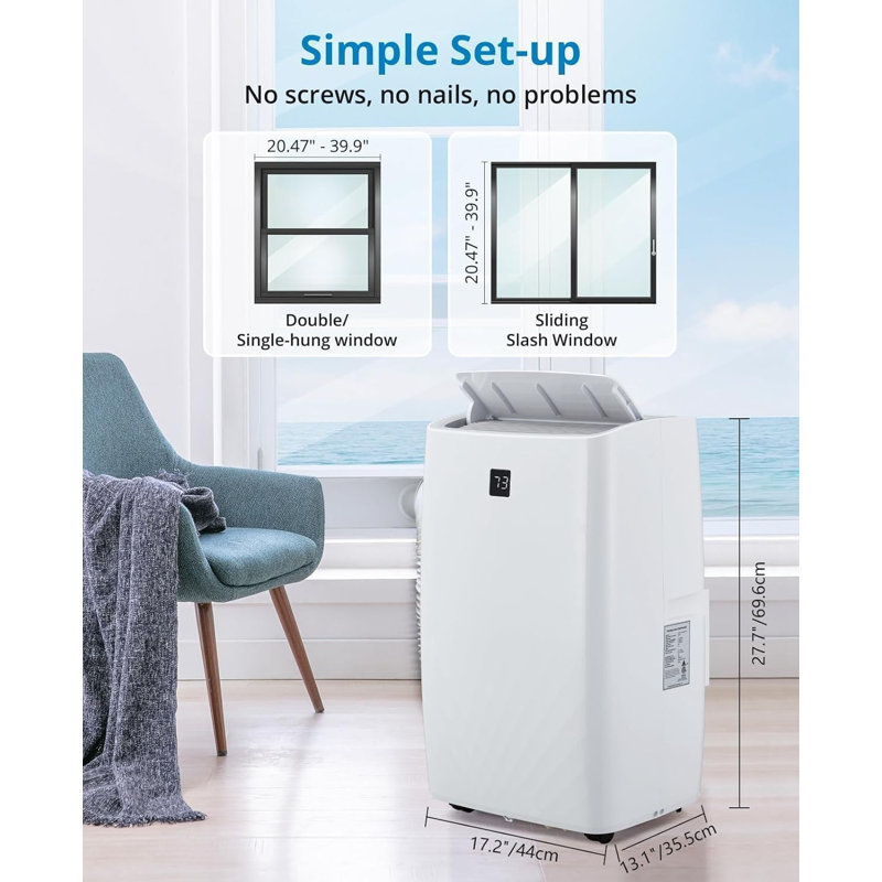 White 12000 BTU Portable Air Conditioner with Remote Control