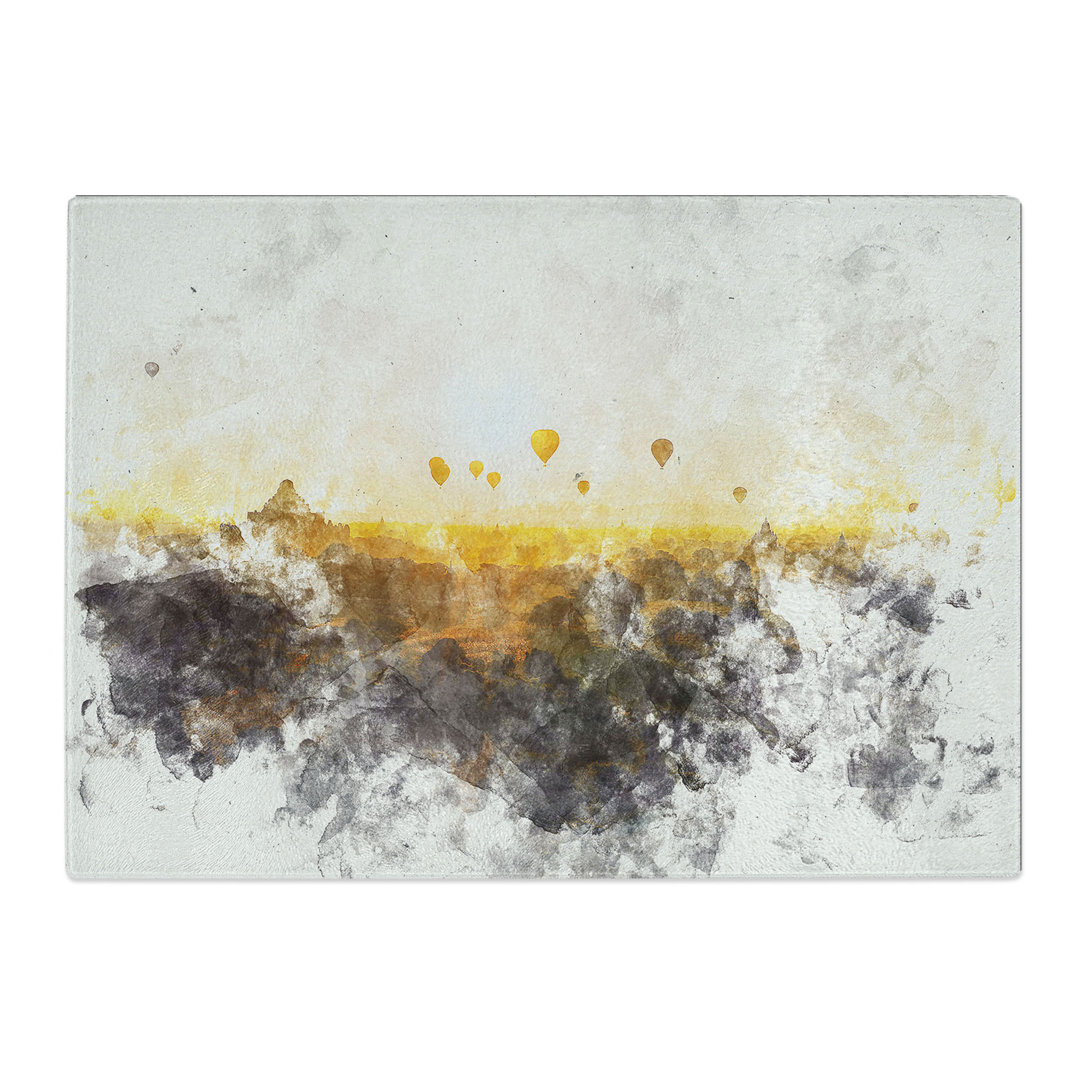 Tempered Glass Hot Air Balloons over Bagan in Myanmar Chopping Board