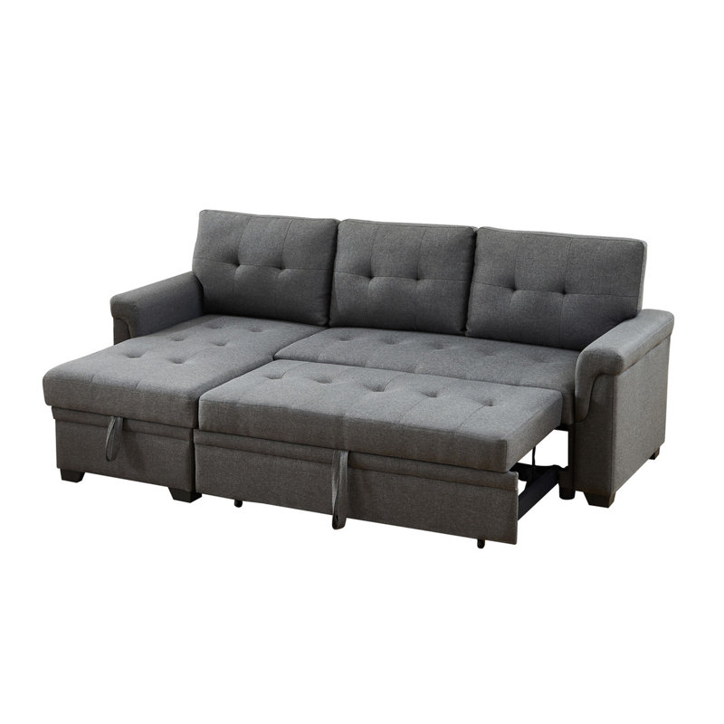 Canapé modulaire en lin gris foncé avec canapé-lit réversible et rangement, largeur 81,49 po, chaise de rangement