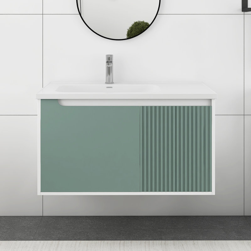 Ikraa 35.6'' Single Bathroom Vanity with Ceramic Top