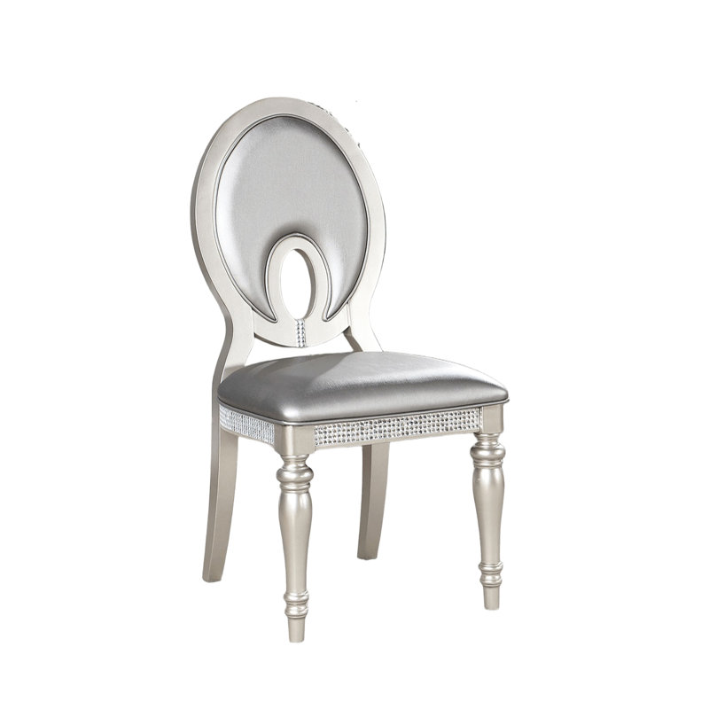 Ensemble de 2 chaises d'appoint contemporaines pour salle à manger avec revêtement, trou de serrure et miroir 2 pièces Contemporary
