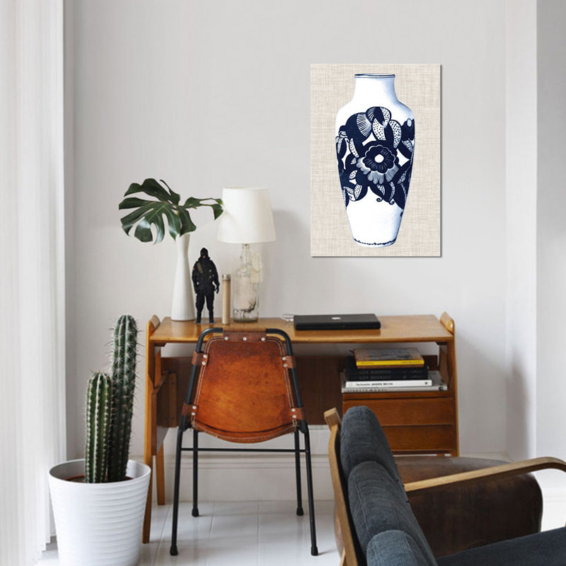 « blue & white vases iii » par world art group portfolio, impression sur toile, H 40 po x l 26 po x P 1,5 po, Toile tendue