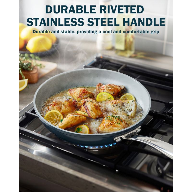 Poêle à frire antiadhésive en céramique 9,5 pouces Cook N Home Classic, Bleu