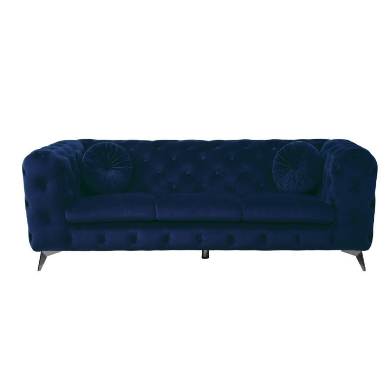 Canapé Godsey, Polyester bleu, H 27 po x l 76 po x P 30 po