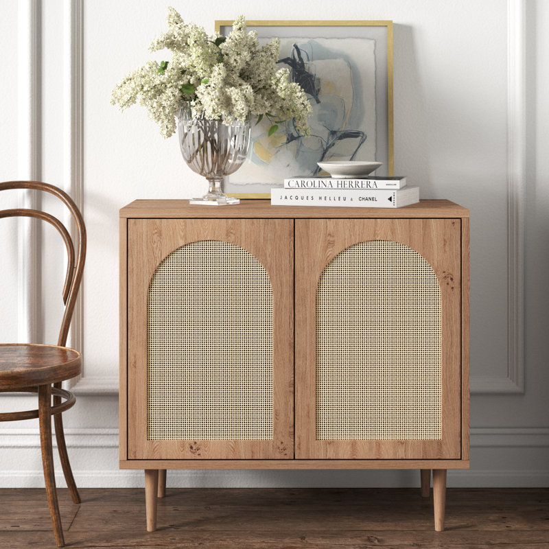 30.2" H 2-Door Wood Accent Cabinet, Oak
