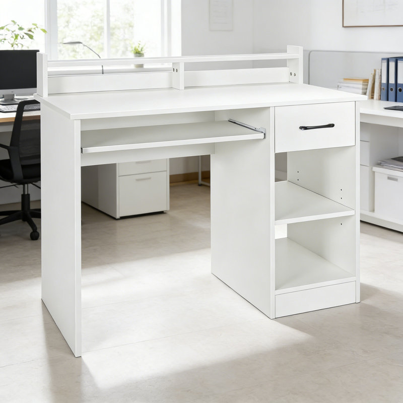 Computer Desk, 90cm. H x 105cm. W x 55cm. D, White