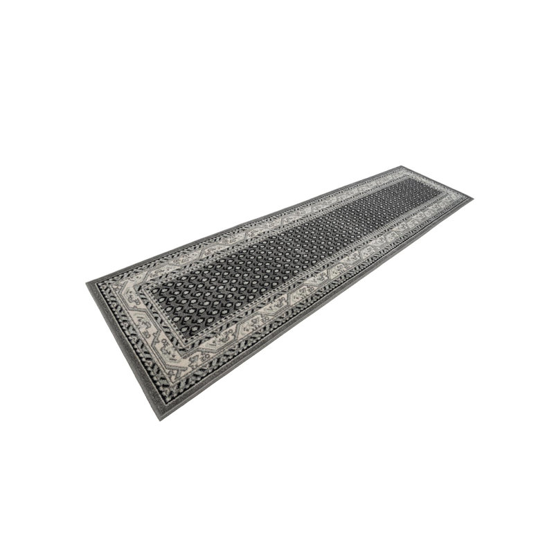 Tapis gris à motif géométrique Swinson, Gris, Tapis de couloir 2 pi x 6 pi 1 po