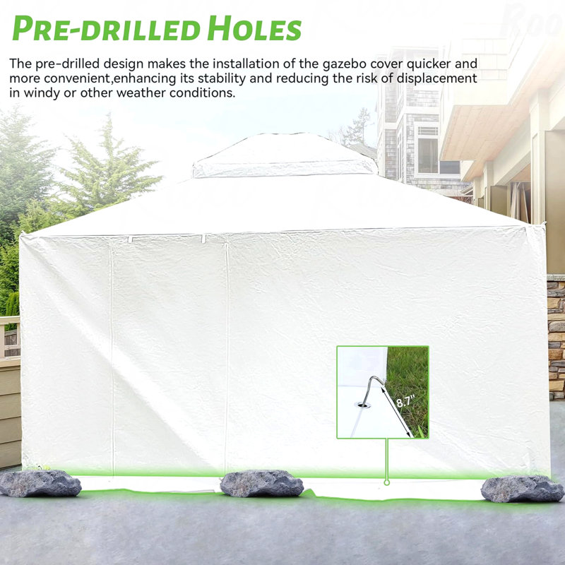 12X14FT Gazebo Cover, Waterproof For Outdoor Use With Sidewalls & Mesh Windows (No Frame), 121.2" x 168" x 144"
