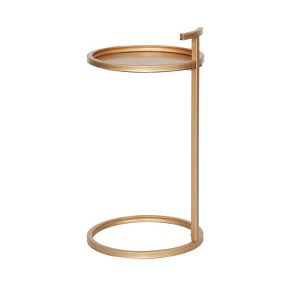 Auzie C-Shaped End Table with Iron Tray Top