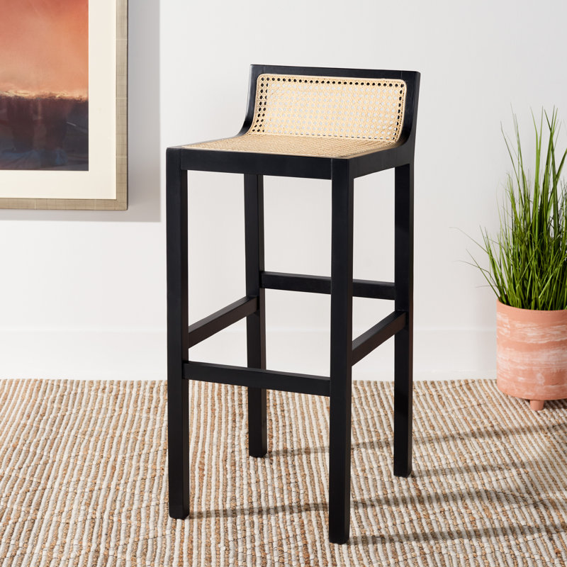 McCarthy Solid Wood Counter Stool, Black/Natural, Bar Stool(31.5” Seat Height)