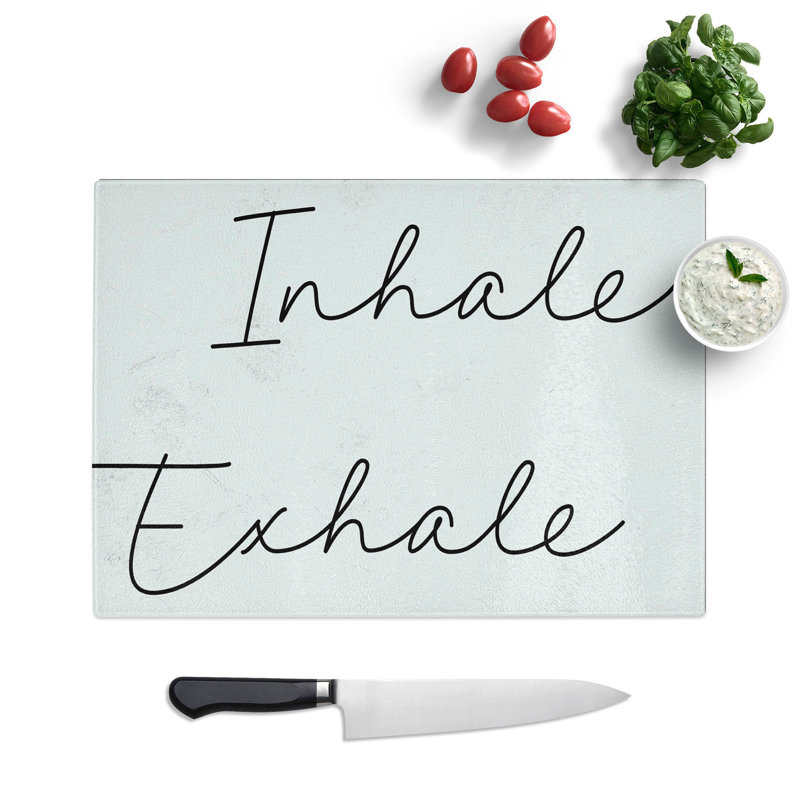Inhale Exhale V2 Typography Chopping Board, 0.4cm H x 20cm W x 28.5cm L
