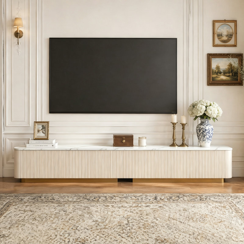 Armoire de rangement 94,5 po, 4 tiroirs, 94.4", Beige