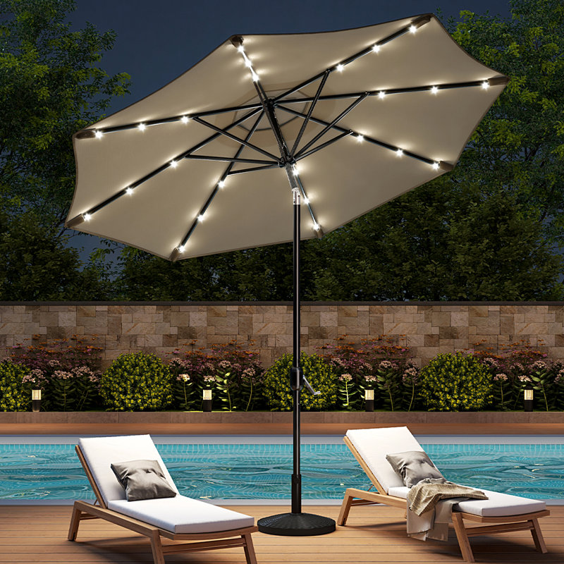 Maust 3m Traditional Parasol with LED Light, Beige