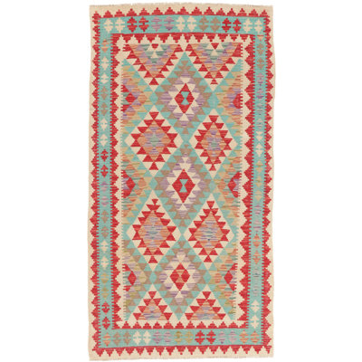 Rectangle 103 cm x 197 cm Wool Hand Woven Kilim