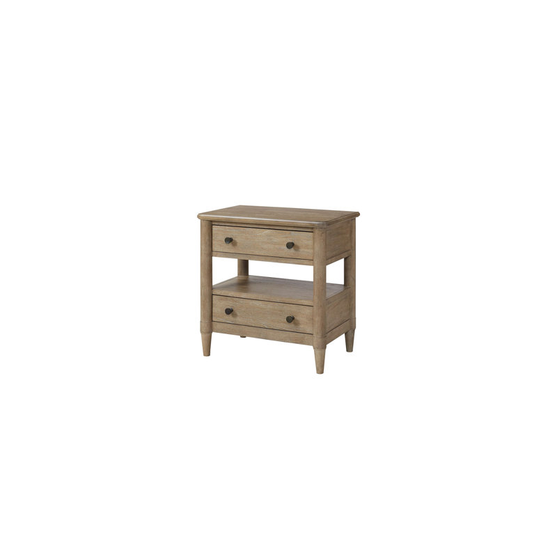 Table de chevet ouverte finition sable avec 2 tiroirs