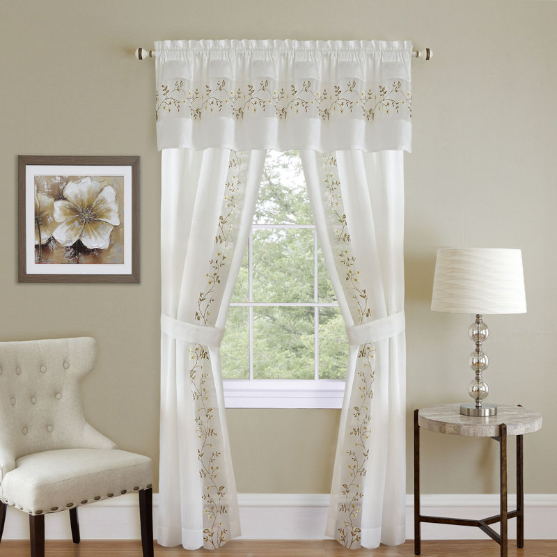 Shipley Semi Sheer Curtain Pair, 55" W x 84" L, White