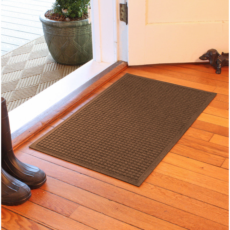 WaterHog® Squares 23 in. x 35 in. Indoor Outdoor Doormat, Rectangle 2' x 3', Dark Brown