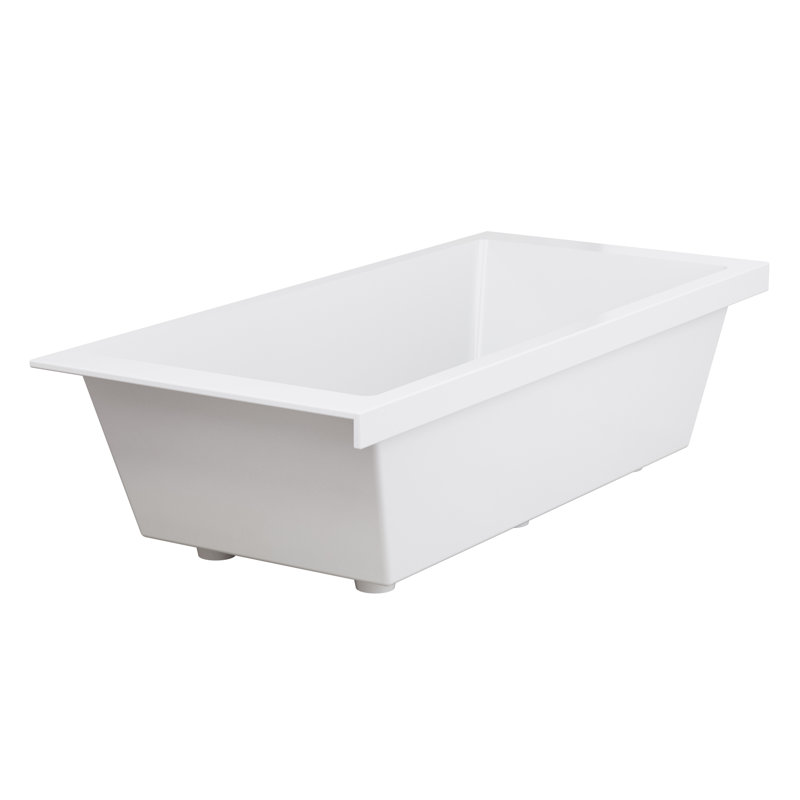 70.6" Solid Surface Drop In Soaking Bathtub Matte White with Pop-up Drain