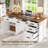 Clabe 55'' Farmhouse Executive Desk with Drawers, File Cabinet and Power Outlets-1382263150