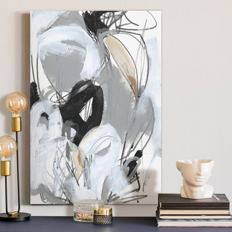 «Gold and Gray Exploration IX», reproduction d'art sur toile, H 27 po x l 18 po x P 1 po