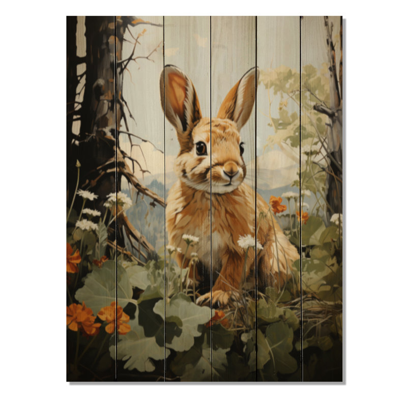 Lapin énergique trémie pastorale - reproduction d'animaux sur bois de pin naturel, H 20 po x l 10 po x P 0,78 po