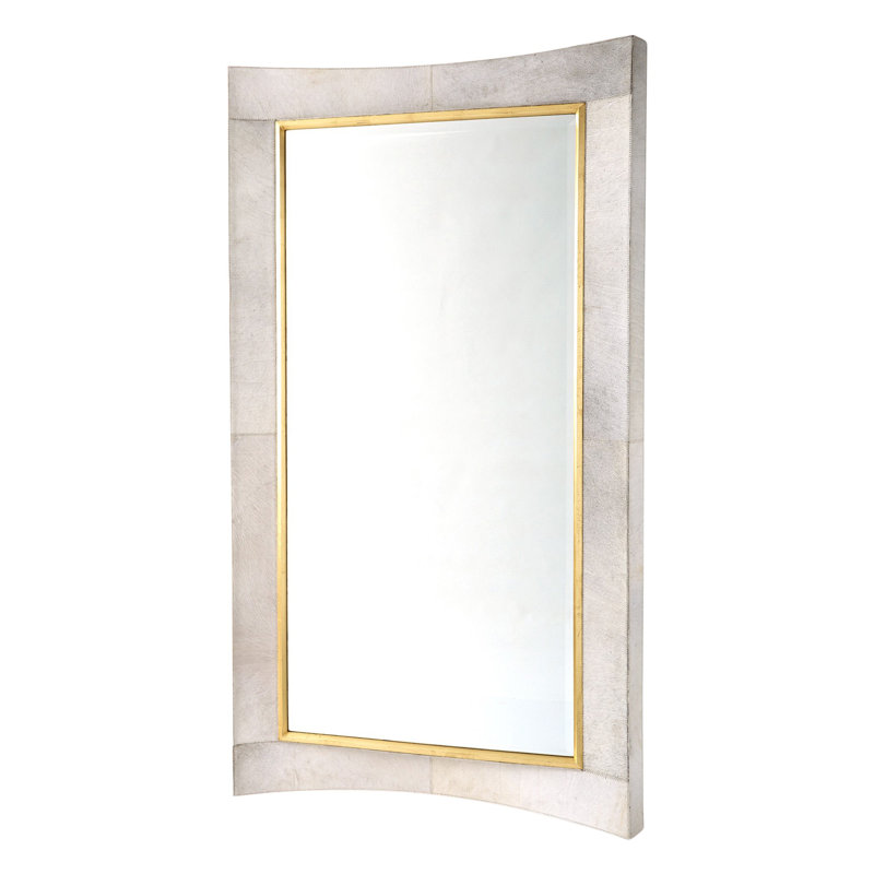 Curved Floor Mirror-Hair-on-Hide, White