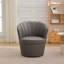 Chaise pivotante à pétales grise - base en métal pivotant à 360 °, fauteuil de bureau à oreilles en cuir véritable grain supérieur, siège de bureau incurvé à conception cannelée-1762410975