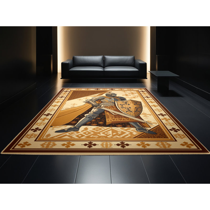 Tapis oriental brun lavable à la machine Broker Crusader Knight, 8 x 12