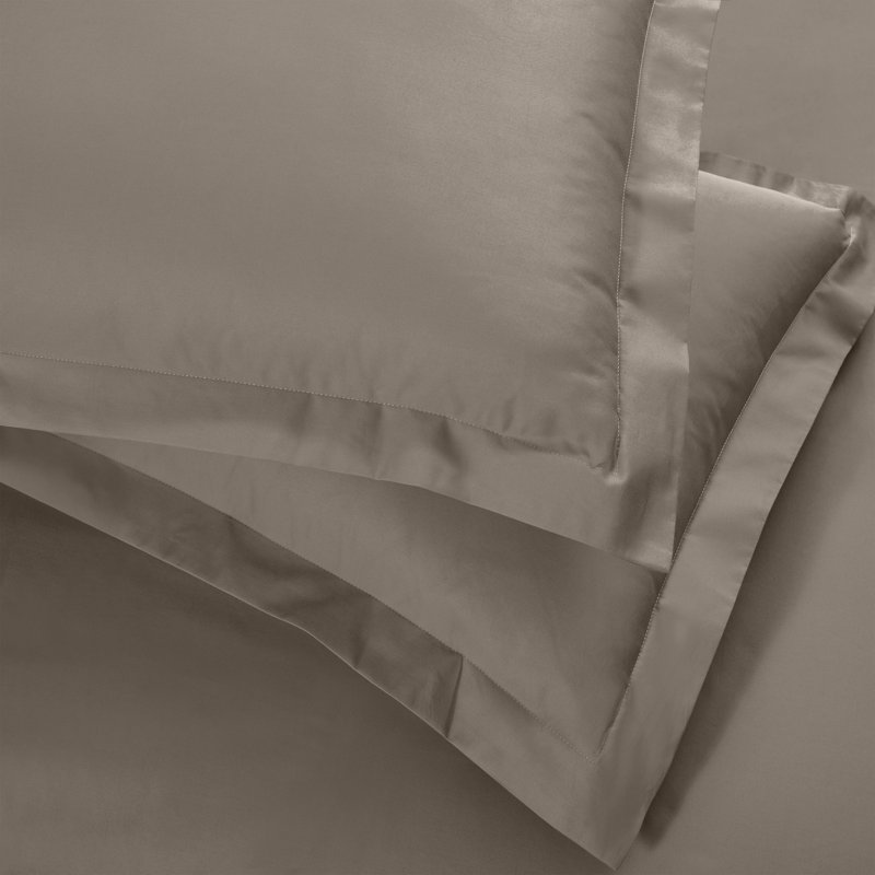 Ensemble de housse de couette 600 fils Aniello, Housse de couette simple + 1 taie décorative stan, Gris