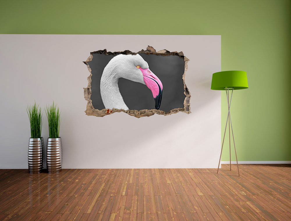 Bunter Flamingo von der Seite Wandaufkleber