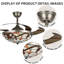 42“ Vintage Tiffany-Style Stained Glass Ceiling Fan With Light, 3 Speeds, Remote Control, Timer
