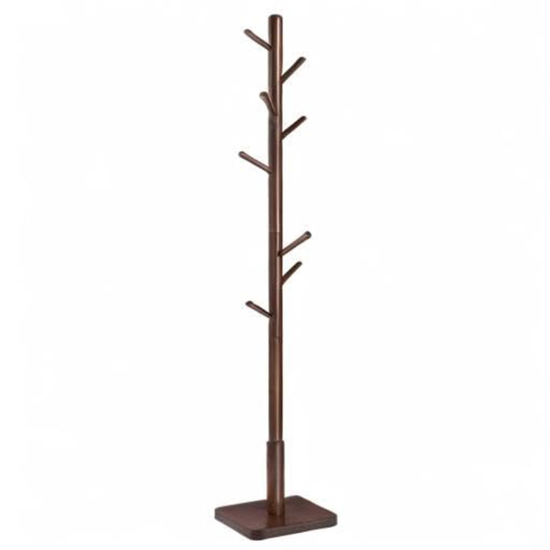 Solid Rubberwood Freestanding Hall Coat Tree with 8 Hooks & 3 Height Options, Heavy-Duty Garment Rack for Coats Hats Bags Purses, Ideal for Entryway Hallway
