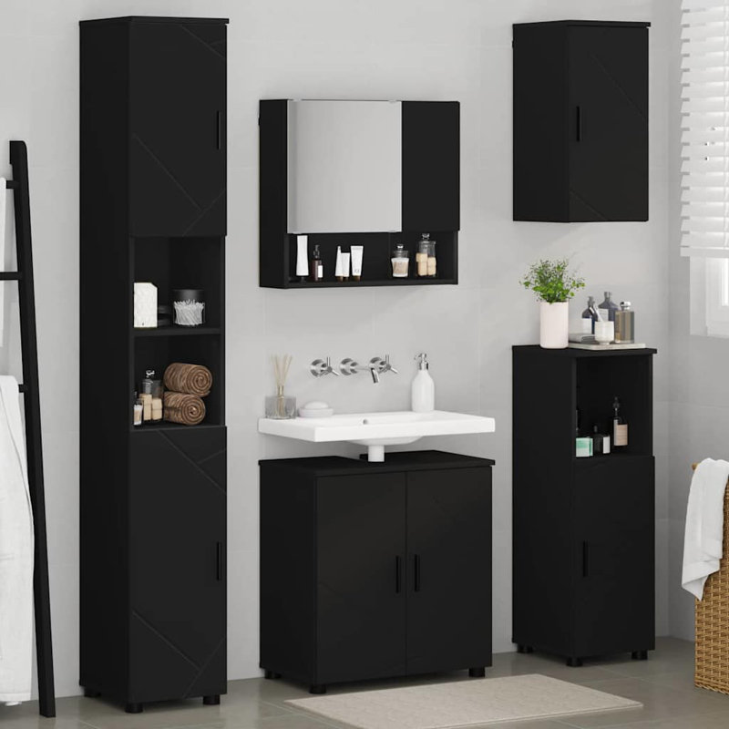 Bathroom Storage Furniture Set, Black
