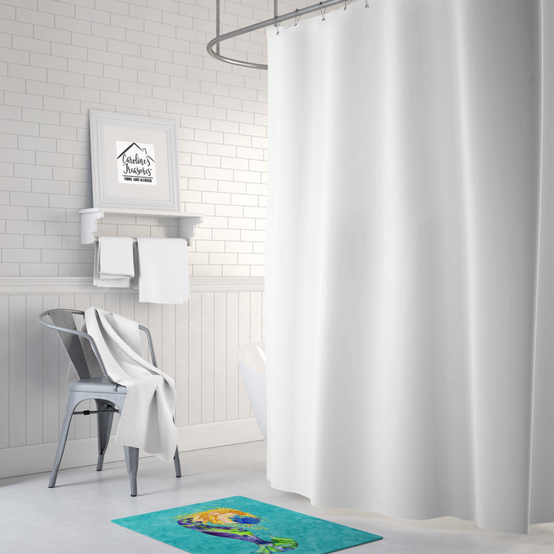 Mermaid Blonde Rectangle Microfiber Non-Slip Bath Rug