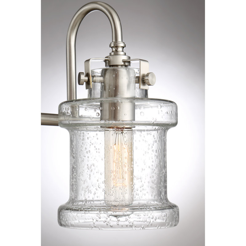 Éclairage pour salle de bain 3 lumières à intensité variable en verre bullé Cory, Nickel brossé