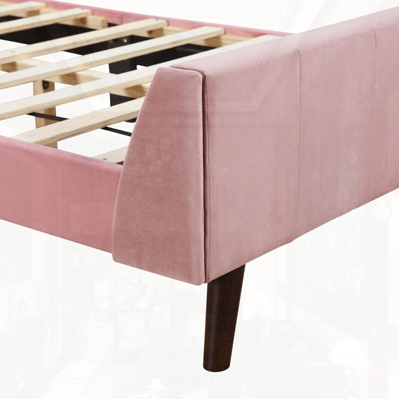 Lit plateforme en tissu d'ameublement, Simple, Rose