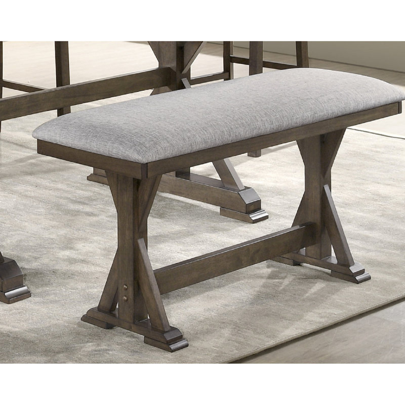 1Pc Brown Counter Height Upholstered Bench With Rustic Style For Contemporary Dining Areas Finish Room
