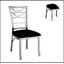 Chaises de salle à manger contemporaines en métal argenté 2 pièces avec siège en microfibre noire et dossier en échelle, durables et élégantes pour les salles à manger modernes.