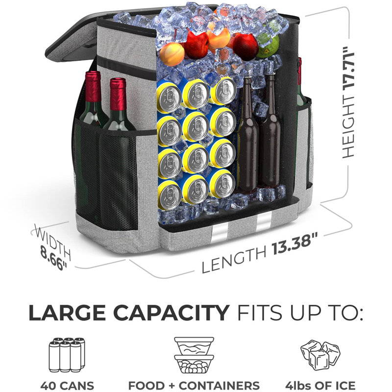 Cooler Backpack - Insulated, Leak-Proof, Holds 54 Cans/4 Bottles, Keeps Wine Cold For 24 Hours