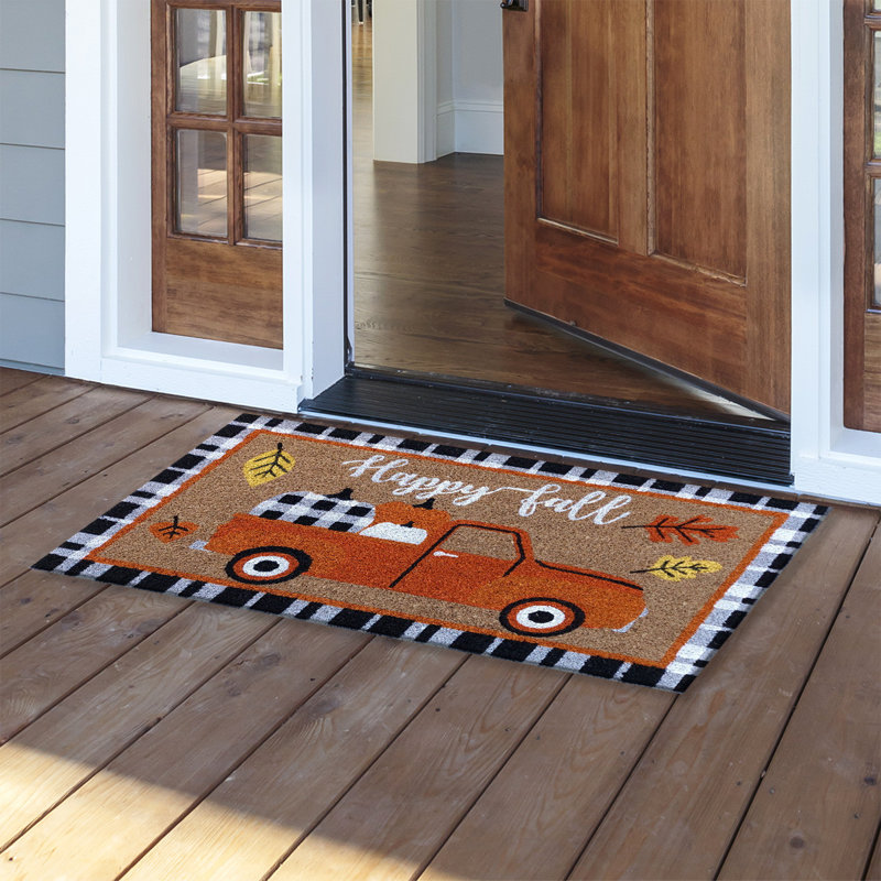 Fall Pumpkin Truck Coir Doormat