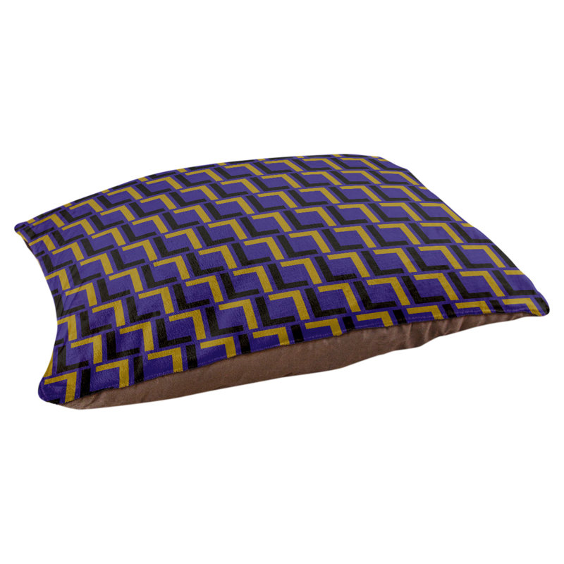 Coussin pour chien Bonheur, Large  (30'' W x 40'' D x 5'' H), Mauve / noir / or métallique