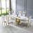 70.08" Rectangular Faux Marble Top Pedestal Dining Set-107486280