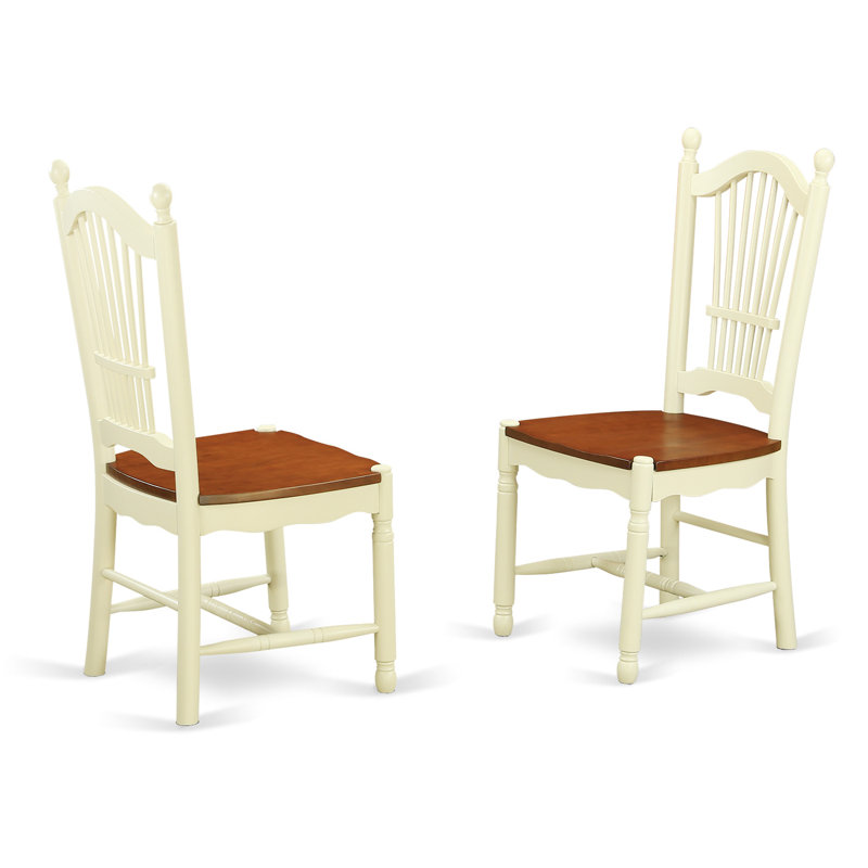 3 Piece Kitchen Table & Chairs Set Contains a Round Dining Room Table with Pedestal and 2 Solid Wood Seat Chairs, Buttermilk & Cherry