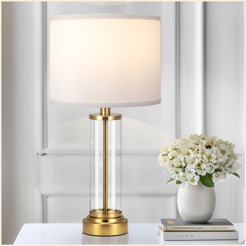 23'' Modern Glass Table Lamp Set with 3-Way Touch Control and USB A&C, Gold